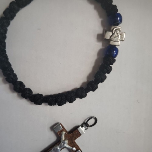 Cross with holy wood and komboskini used