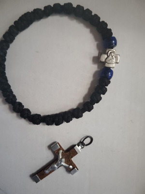 Cross with holy wood and komboskini used