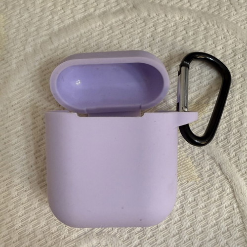 Silicone Case for Apple AirPods Purple with Metal Hook New