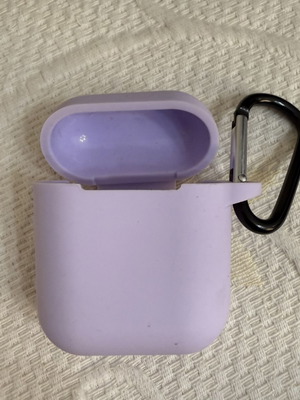 Silicone Case for Apple AirPods Purple with Metal Hook New