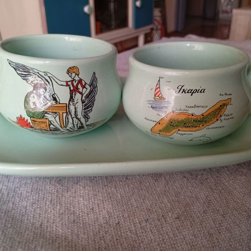 Retro Ikaria Coffee Cup Set porcelain, like new