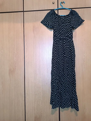 Cotton polka dot dress like new, size M, black and white