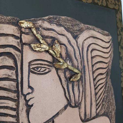Framed ceramic artwork like new 60x60