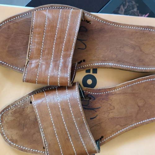 Leather slippers handmade size 46 like new, brown
