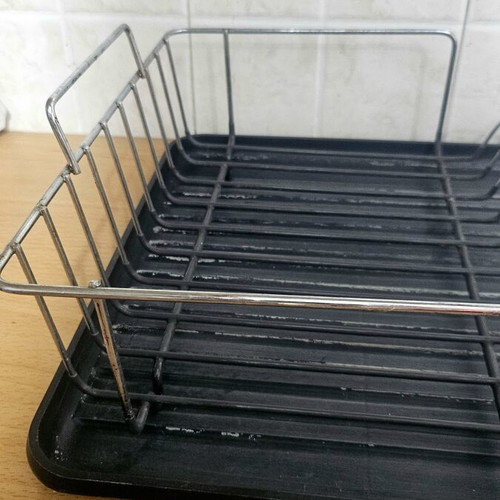 Dish Drainer with Cutlery Holder used, metal and plastic, 42x32 cm