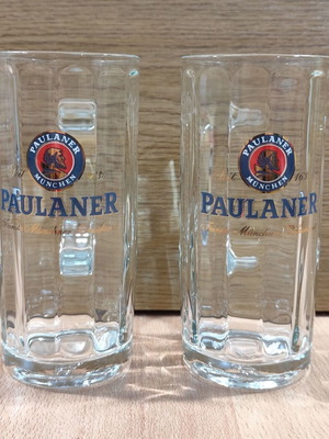 Paulaner σετ δύο διαφημιστικές γυάλινες κούπες μπύρας 250ml σαν καινούργιο