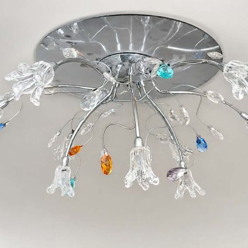 Ceiling lamp with multicolored Swarovski crystals used