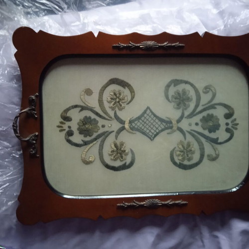 Serving tray hand embroidered new