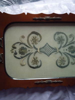 Serving tray hand embroidered new