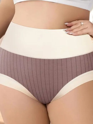 Women's high-waist striped briefs 5XL pack of 4, new
