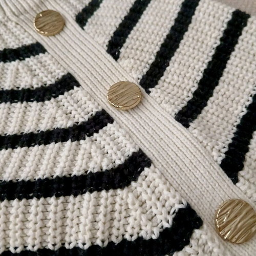 H&M Cotton Breton Sweater like new with Stripes and Gold Buttons