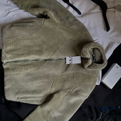 ZARA Fleece Jacket new, size L, khaki