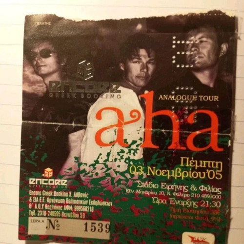 A-ha concert ticket Athens 2011 used