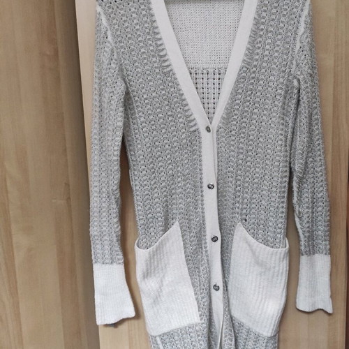 Escada cardigan used with silver thread S/M white and gray
