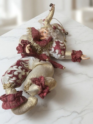 Vintage Jester Doll κόκκινο-χρυσό σαν καινούργιο, διακοσμητικό τοίχου 80s-90s