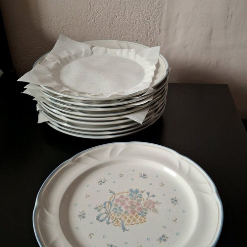 Stoneware Country Basket Collection Japan plates, like new, set of 10