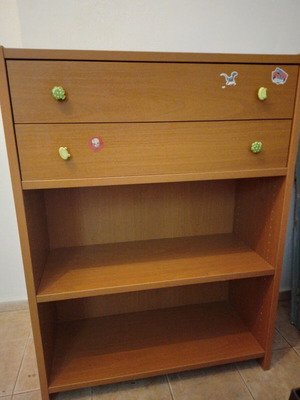 Furniture with shelf and drawers used, dimensions 91x37x122 cm