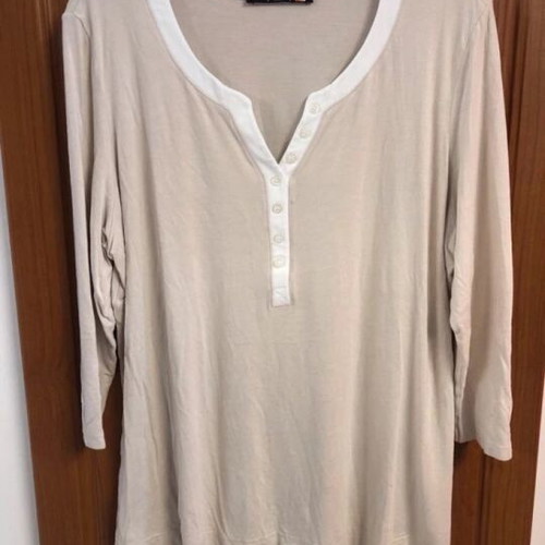 Betty Barclay elastic cotton blouse 3/4 sleeves like new, white beige