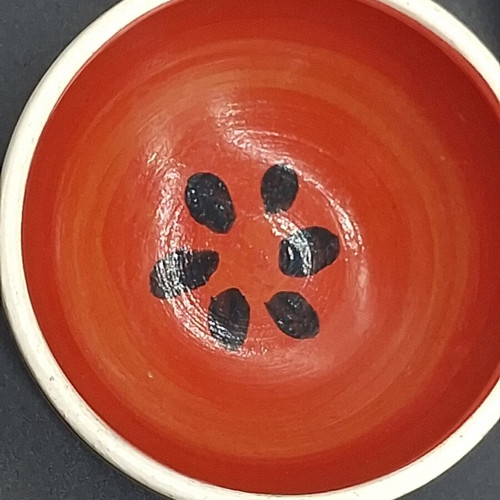Handmade Sifnos Bowls set of 2, like new, ceramic with watermelon design