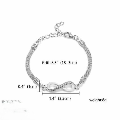 Infinity Bracelet chain stainless steel new, silver