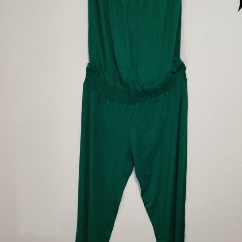 Emerald green strapless jumpsuit with rhinestone detail