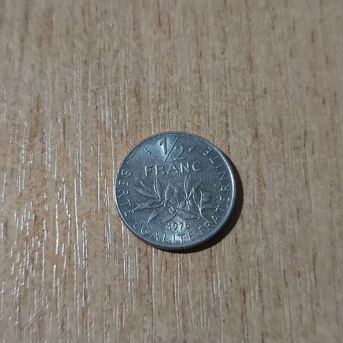 Collectible 1/2 Franc France coin 1978 used, La Semeuse design