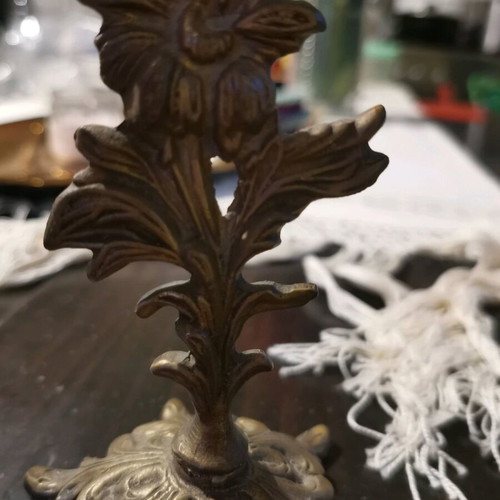 Copper candlestick used with floral design, vintage 70s