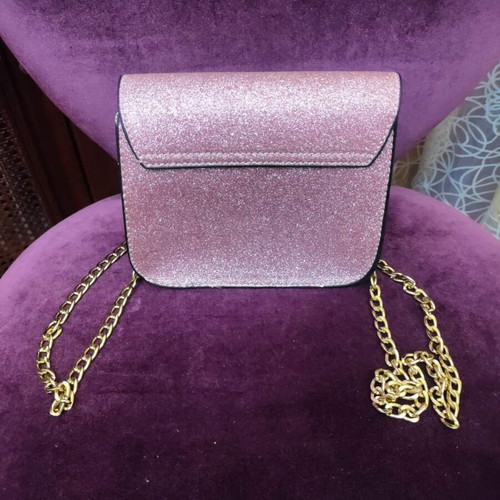 Evening shoulder bag pink with glitter new