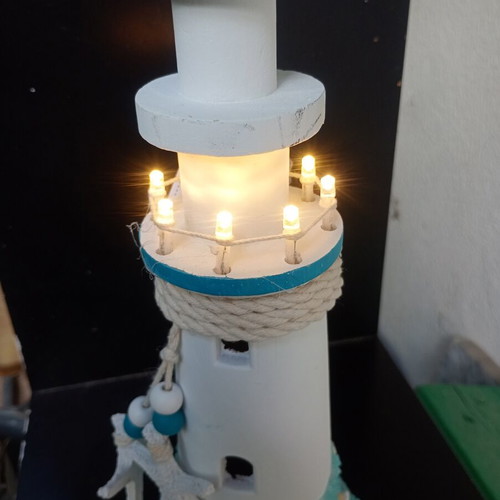 Decorative lighthouse with light 32cm new