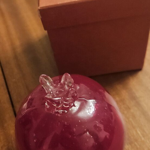 VICKO glass pomegranate decorative piece like new, burgundy