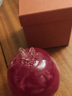 VICKO glass pomegranate decorative piece like new, burgundy