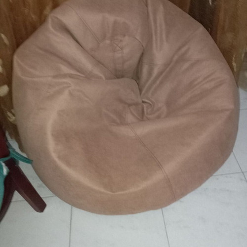 Beanbag like new, suede fabric, beige rotten apple color