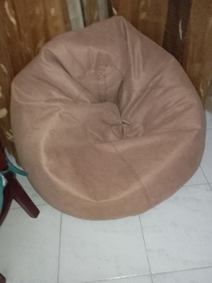 Beanbag like new, suede fabric, beige rotten apple color