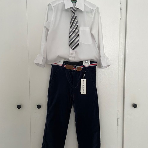 Shirt with Tie and Velvet Pants Janie & Jack New for 2-3 Years