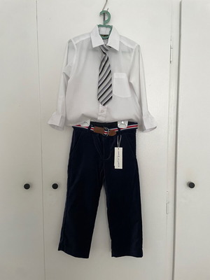 Shirt with Tie and Velvet Pants Janie & Jack New for 2-3 Years