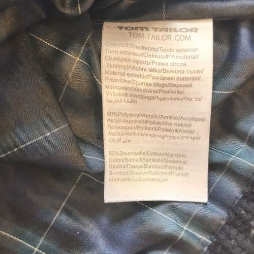 Tom Tailor men's jacket-sweater large slim with knit sleeves and quilted lining