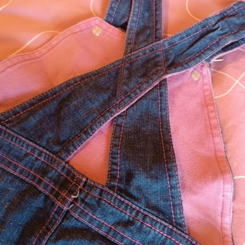 Allouette denim dress for girl 3 years 98 cm like new, pink details