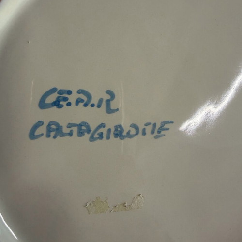 Handmade Caltagirone plate used, Sicily with small marks