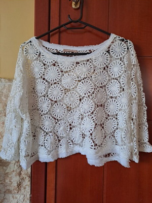 Boho crochet top like new, cotton and viscose from Italy