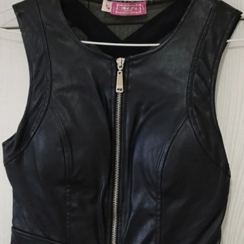 Leather top new, black, size S