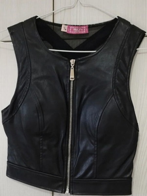 Leather top new, black, size S