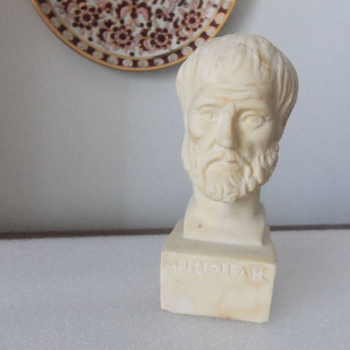 Commemorative alabaster bust of Aristotle, Aristotelio College Thessaloniki, Rhodes 2004