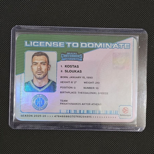 2025-26 Panini Euroleague Contenders Kostas Sloukas License to Dominate card new