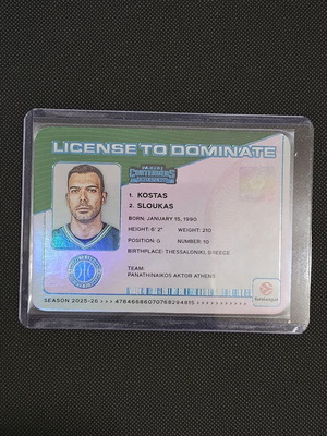 2025-26 Panini Euroleague Contenders Kostas Sloukas License to Dominate κάρτα καινούργια