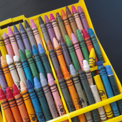 Crayon case with 72 crayons used, vintage collectible
