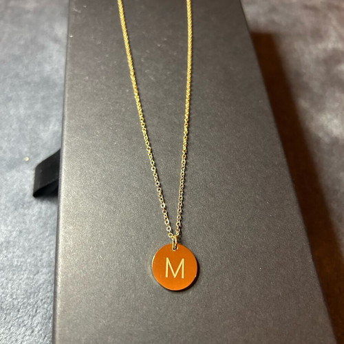 Set of 2 pendants letter M and infinity symbol gold color, new