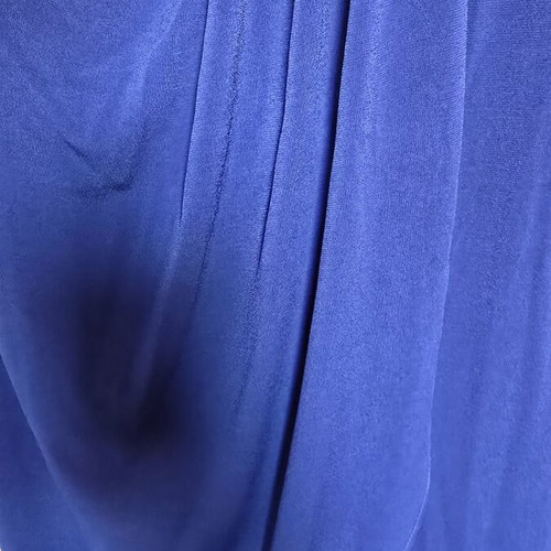 Blue elegant dress with short sleeves and wrap design