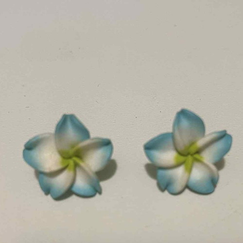 Flower-shaped stud earrings like new, turquoise