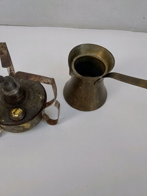 Pitsos Gas Stove and Copper Coffee Pot used, decorative