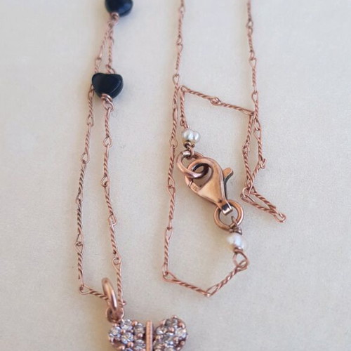 Silver 925 necklace rose gold plated used, length 78 cm